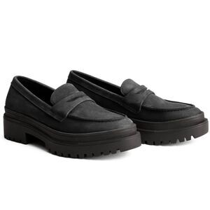Patina Zoe CHUNKY LOAFER Shadow Black Nubuck Leather Size 7.5 EU38 NWOB